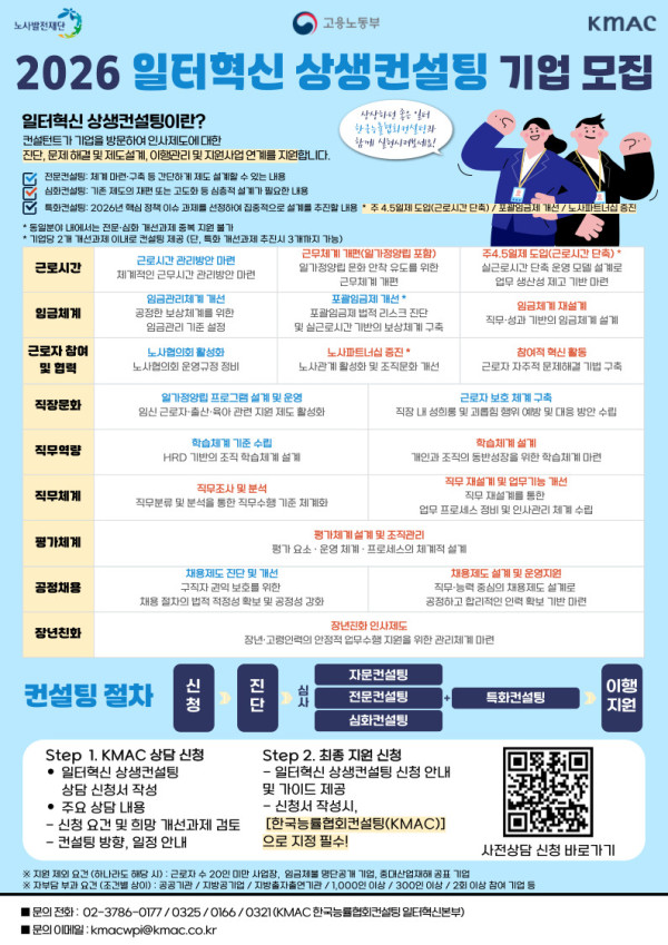 2026년 일터혁신 상생컨설팅 안내